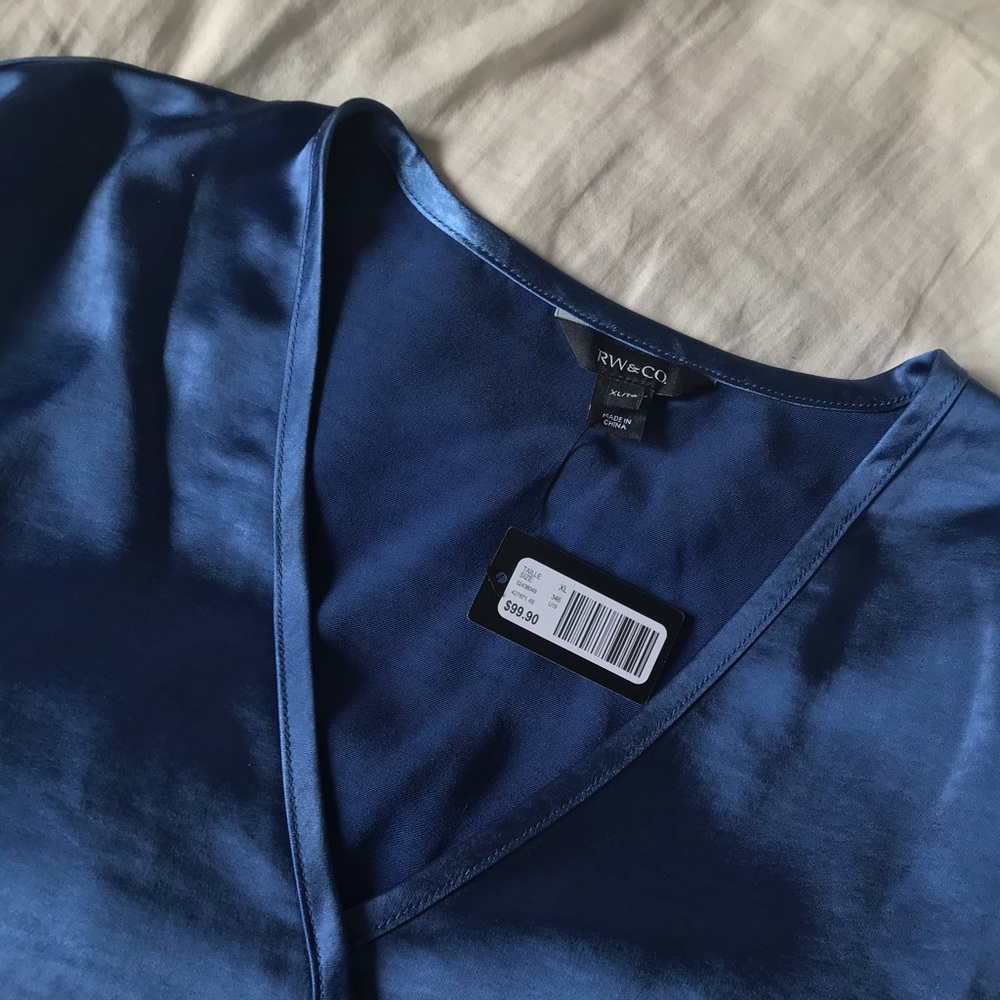 Blue satin one piece. RW&CO, XL.